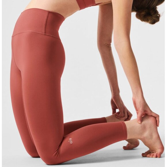 Alo High-Waist Airlift Leggings Terracotta Hi-Rise Waisted Full-Length Tights XS - Picture 2 of 10